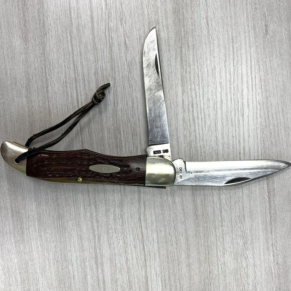 Vintage Case  XX USA 6265 SAB Folding Hunter Knife 7 Dots 1980's Finger Groove